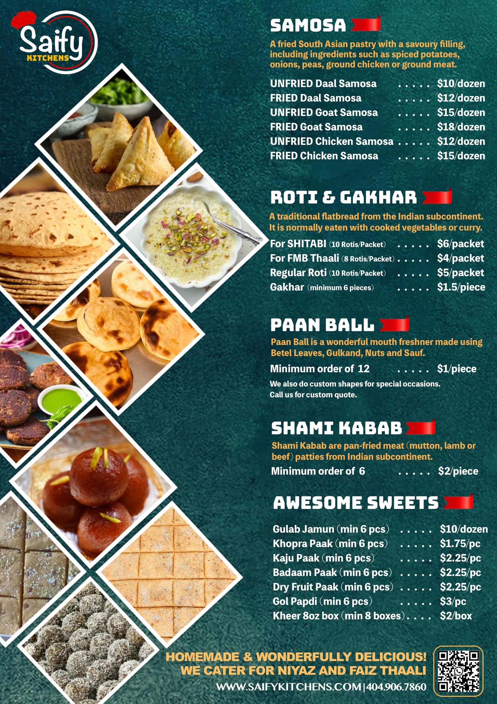 Saify Kitchens Menu